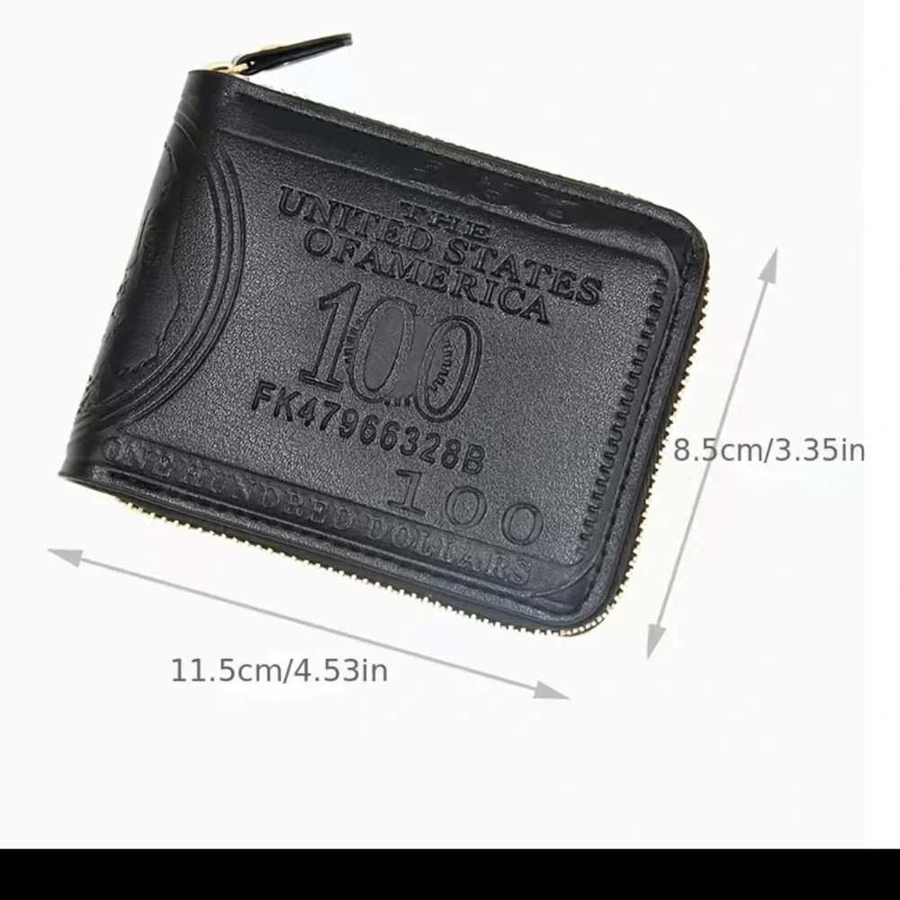 Vintage Leather Men's Wallet with Dollar Bill Design - Credit Card and…